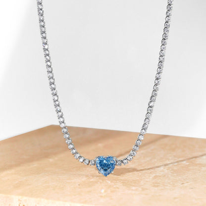 [Max Jewelry ]2.0 Carat Sparkling Tennis Heart Cut Necklace