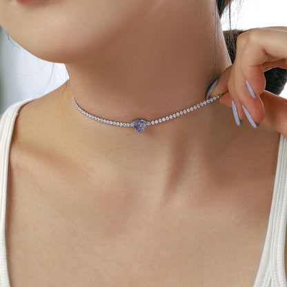 [Max Jewelry ]2.0 Carat Sparkling Tennis Heart Cut Necklace
