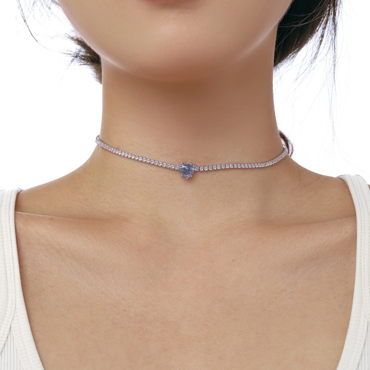 [Max Jewelry ]2.0 Carat Sparkling Tennis Heart Cut Necklace
