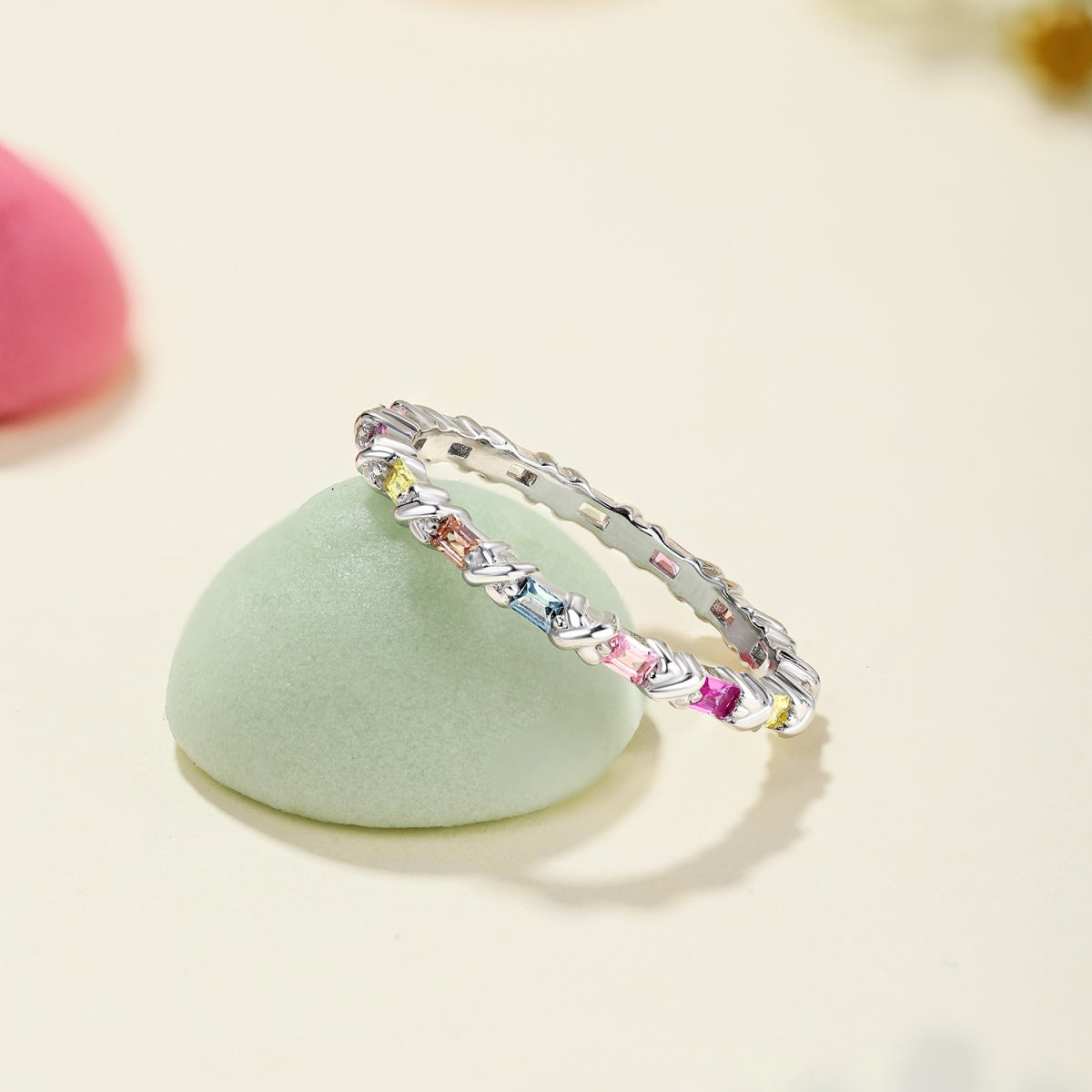 [Max Jewelry ]Charming Colorful Round Cut Daily Ring