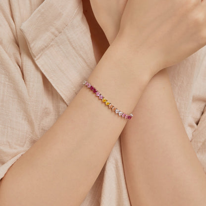 [Max Jewelry ]Luxurious Colorful Romantic Heart Shape Lover Bracelet