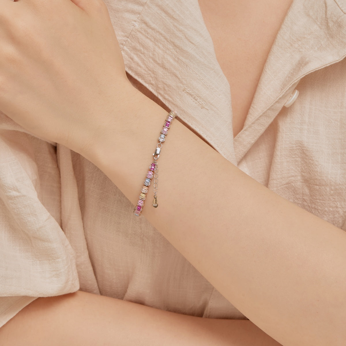 [Max Jewelry ]Delicate Colorful Emerald Cut Party Bracelet
