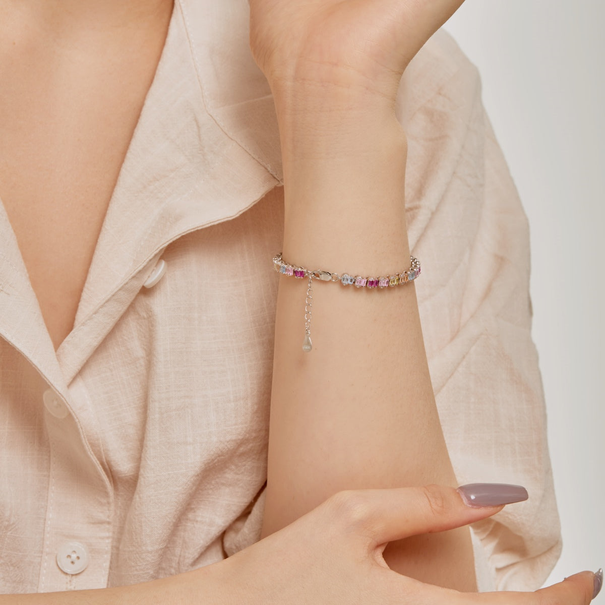 [Max Jewelry ]Delicate Colorful Emerald Cut Party Bracelet