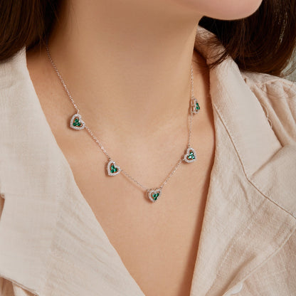 [Max Jewelry ]Sparkling Five Heart Necklace