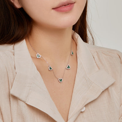 [Max Jewelry ]Sparkling Five Heart Necklace