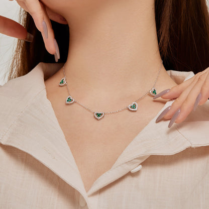 [Max Jewelry ]Sparkling Five Heart Necklace