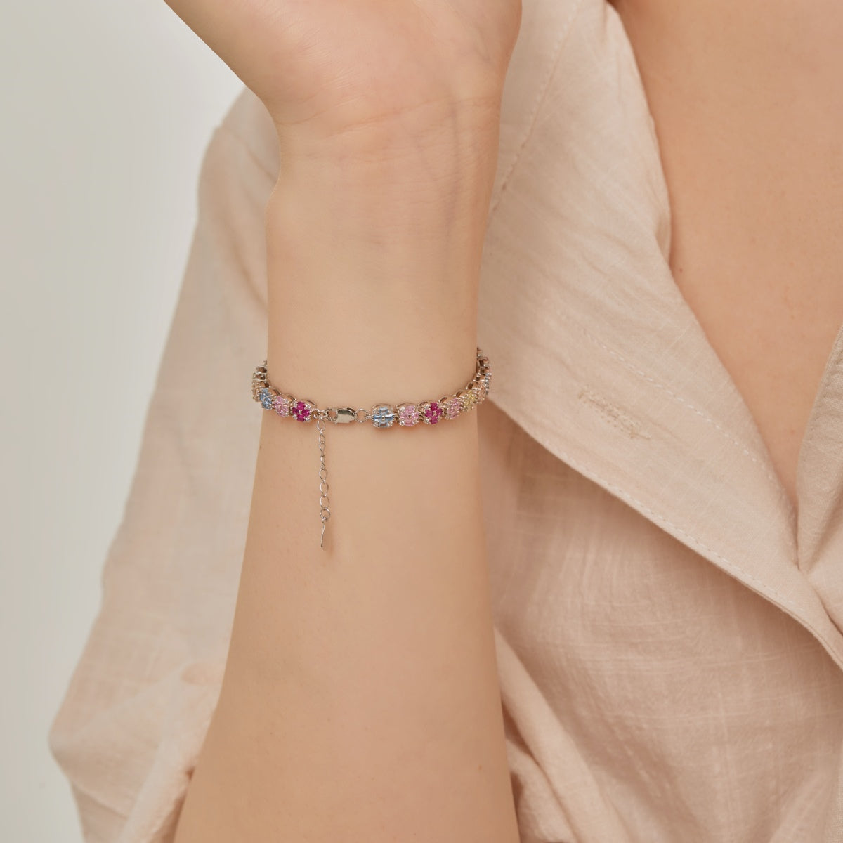 [Max Jewelry ]Delicate Colorful Emerald Cut Daily Bracelet