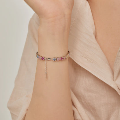 [Max Jewelry ]Delicate Colorful Emerald Cut Daily Bracelet