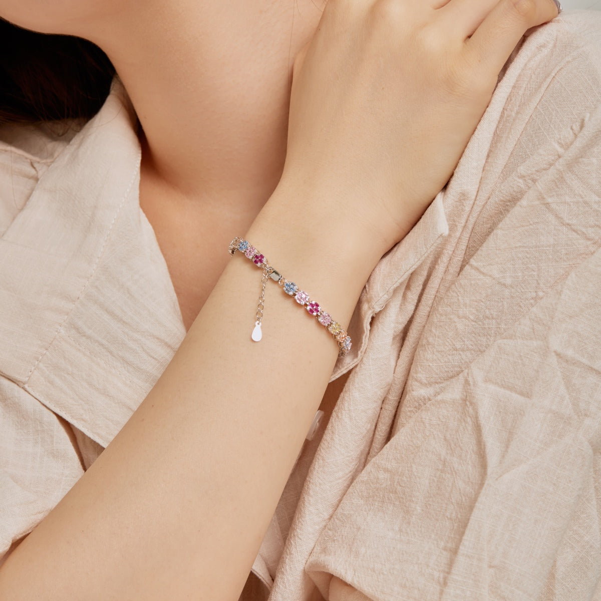 [Max Jewelry ]Delicate Colorful Emerald Cut Daily Bracelet