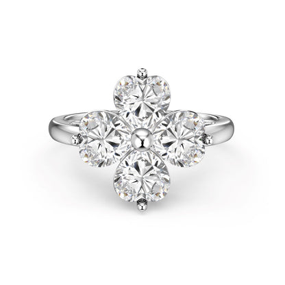 [Max Jewelry ]Heart-shaped Four-Leaf Clover Ball Ring