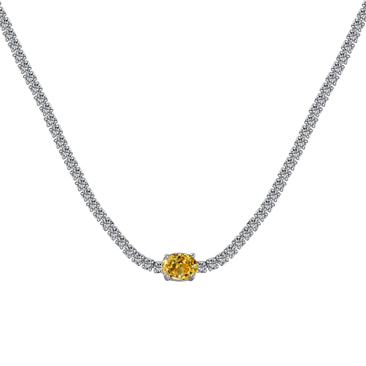 [Max Jewelry ]1.0 Carat Shining Oval Cut Necklace