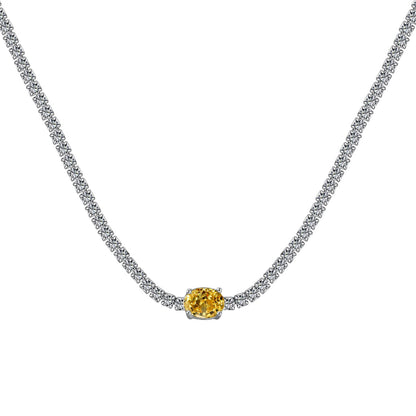 [Max Jewelry ]1.0 Carat Shining Oval Cut Necklace