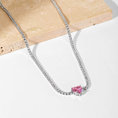 [Max Jewelry ]2.0 Carat Sparkling Tennis Heart Cut Necklace