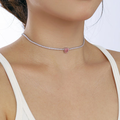 [Max Jewelry ]2.0 Carat Sparkling Tennis Heart Cut Necklace