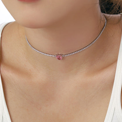 [Max Jewelry ]2.0 Carat Sparkling Tennis Heart Cut Necklace