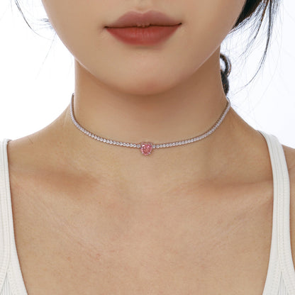 [Max Jewelry ]2.0 Carat Sparkling Tennis Heart Cut Necklace