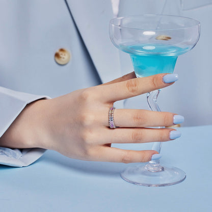 [Max Jewelry ]Splashy Ornate Emerald Cut Cocktail Ring