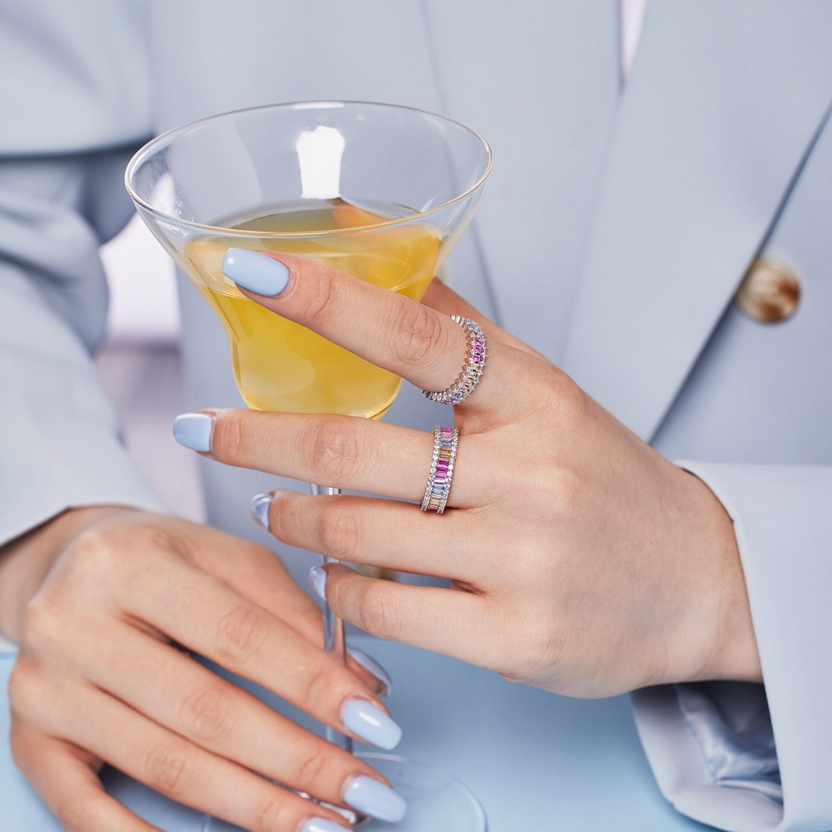 [Max Jewelry ]Splashy Ornate Emerald Cut Cocktail Ring