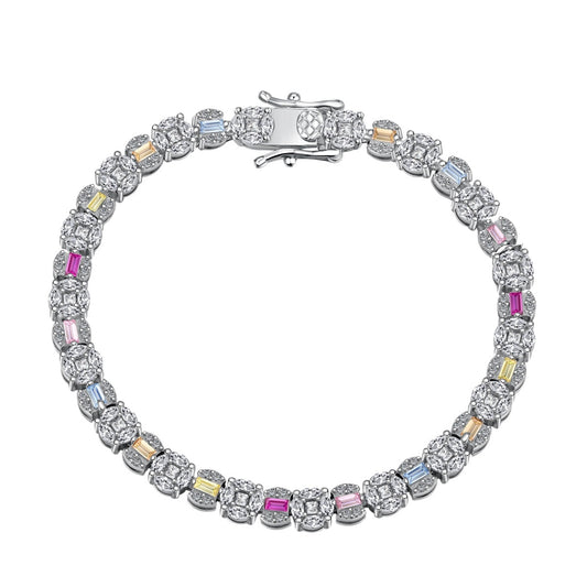 [Max Jewelry ]Dazzling Radiant Multi Cut Daily Bracelet