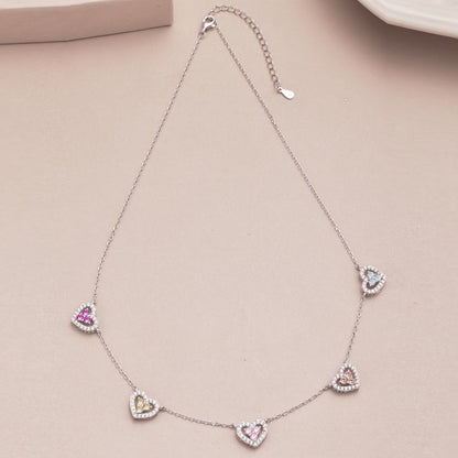 [Max Jewelry ]Sparkling Five Heart Necklace