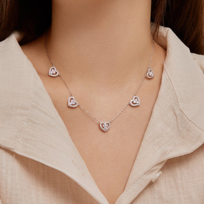 [Max Jewelry ]Sparkling Five Heart Necklace
