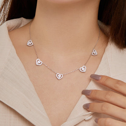[Max Jewelry ]Sparkling Five Heart Necklace