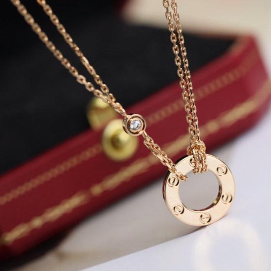 [Max Jewelry ]LOVE NECKLACE ADJUSTABLE ROSE GOLD 2 DIAMOND