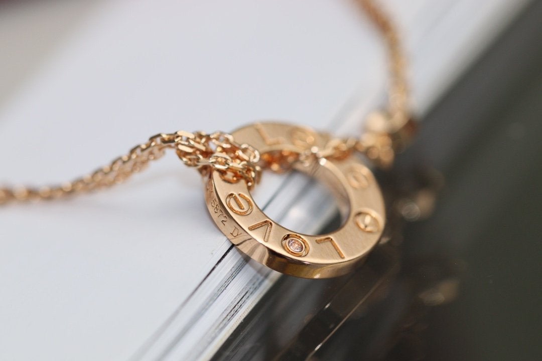 [Max Jewelry ]LOVE NECKLACE ADJUSTABLE ROSE GOLD 2 DIAMOND