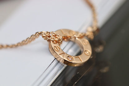 [Max Jewelry ]LOVE NECKLACE ADJUSTABLE ROSE GOLD 2 DIAMOND
