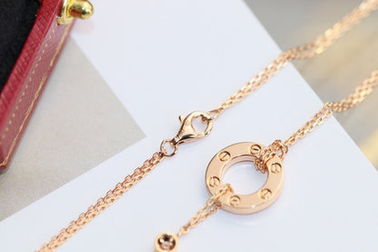 [Max Jewelry ]LOVE NECKLACE ADJUSTABLE ROSE GOLD 2 DIAMOND