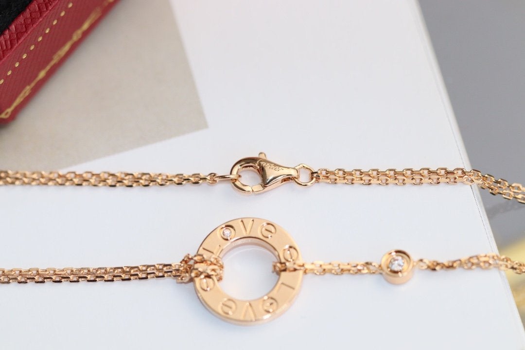 [Max Jewelry ]LOVE NECKLACE ADJUSTABLE ROSE GOLD 2 DIAMOND