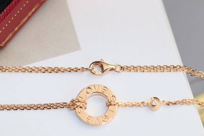 [Max Jewelry ]LOVE NECKLACE ADJUSTABLE ROSE GOLD 2 DIAMOND