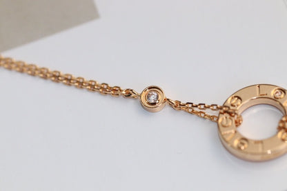 [Max Jewelry ]LOVE NECKLACE ADJUSTABLE ROSE GOLD 2 DIAMOND
