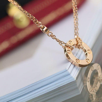 [Max Jewelry ]LOVE NECKLACE ADJUSTABLE ROSE GOLD 2 DIAMOND