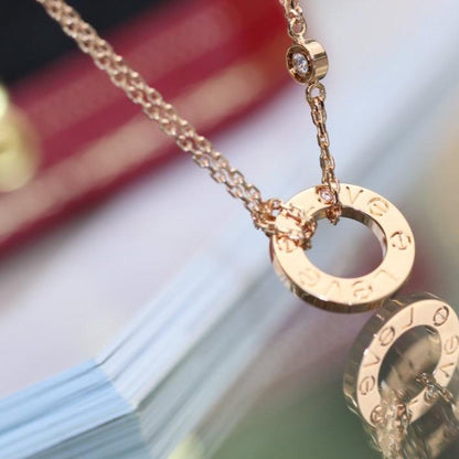 [Max Jewelry ]LOVE NECKLACE ADJUSTABLE ROSE GOLD 2 DIAMOND