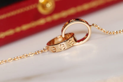 [Max Jewelry ]LOVE NECKLACE PINK GOLD AND SILVER