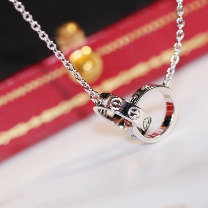 [Max Jewelry ]LOVE NECKLACE PINK GOLD AND SILVER