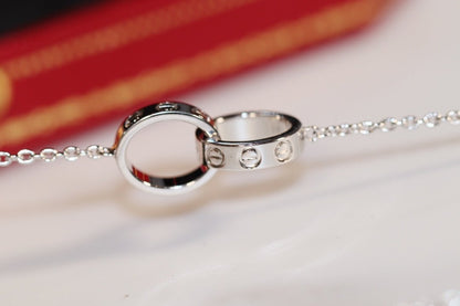 [Max Jewelry ]LOVE NECKLACE PINK GOLD AND SILVER