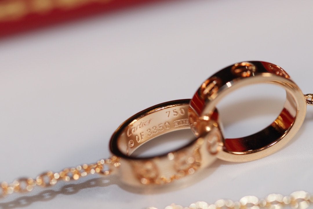 [Max Jewelry ]LOVE NECKLACE PINK GOLD AND SILVER