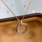 [Plus&Max]TRINITY NECKLACE SILVER GOLD PINK GOLD DIAMONDS