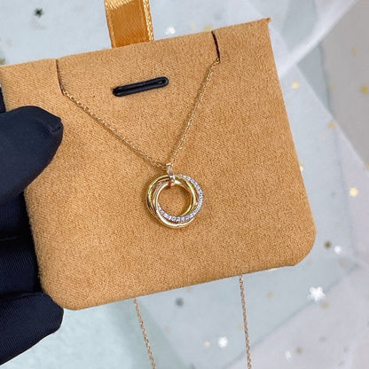 [Max Jewelry ]TRINITY NECKLACE SILVER GOLD PINK GOLD DIAMONDS