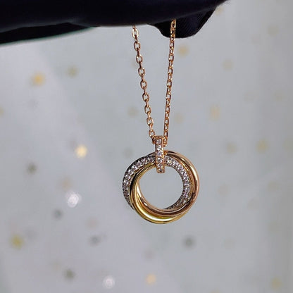 [Max Jewelry ]TRINITY NECKLACE SILVER GOLD PINK GOLD DIAMONDS