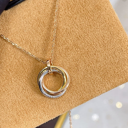 [Max Jewelry ]TRINITY NECKLACE SILVER GOLD PINK GOLD DIAMONDS