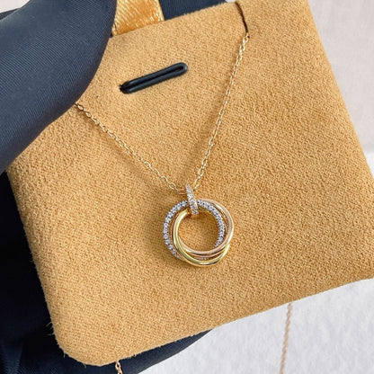 [Max Jewelry ]TRINITY NECKLACE SILVER GOLD PINK GOLD DIAMONDS