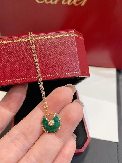 [Max Jewelry ]AMULETTE ROSE GOLD MALACHITE NECKLACE
