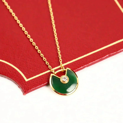 [Max Jewelry ]AMULETTE GOLD MALACHITE NECKLACE