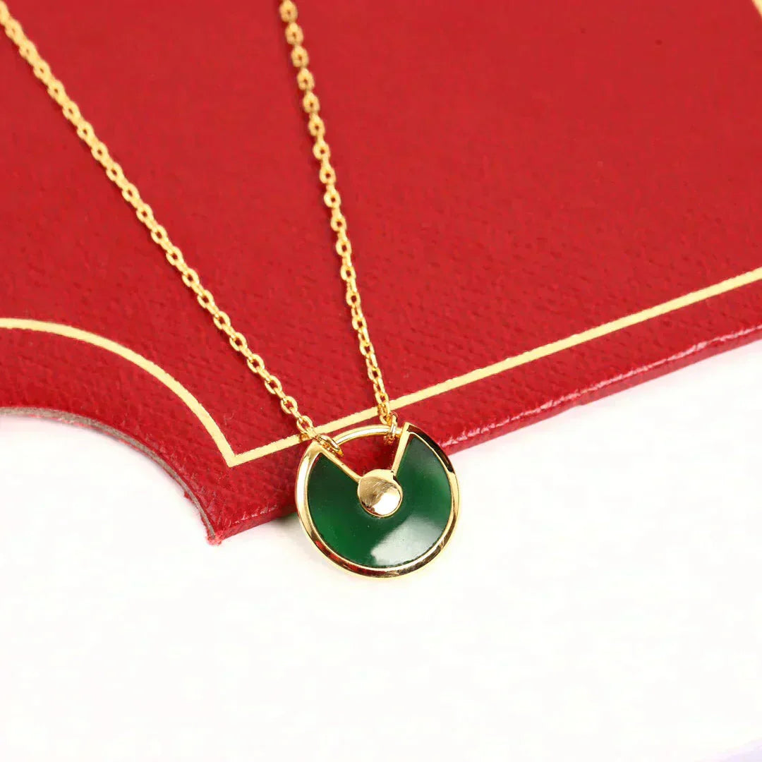 [Max Jewelry ]AMULETTE GOLD MALACHITE NECKLACE