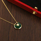 [Plus&Max]AMULETTE GOLD MALACHITE NECKLACE