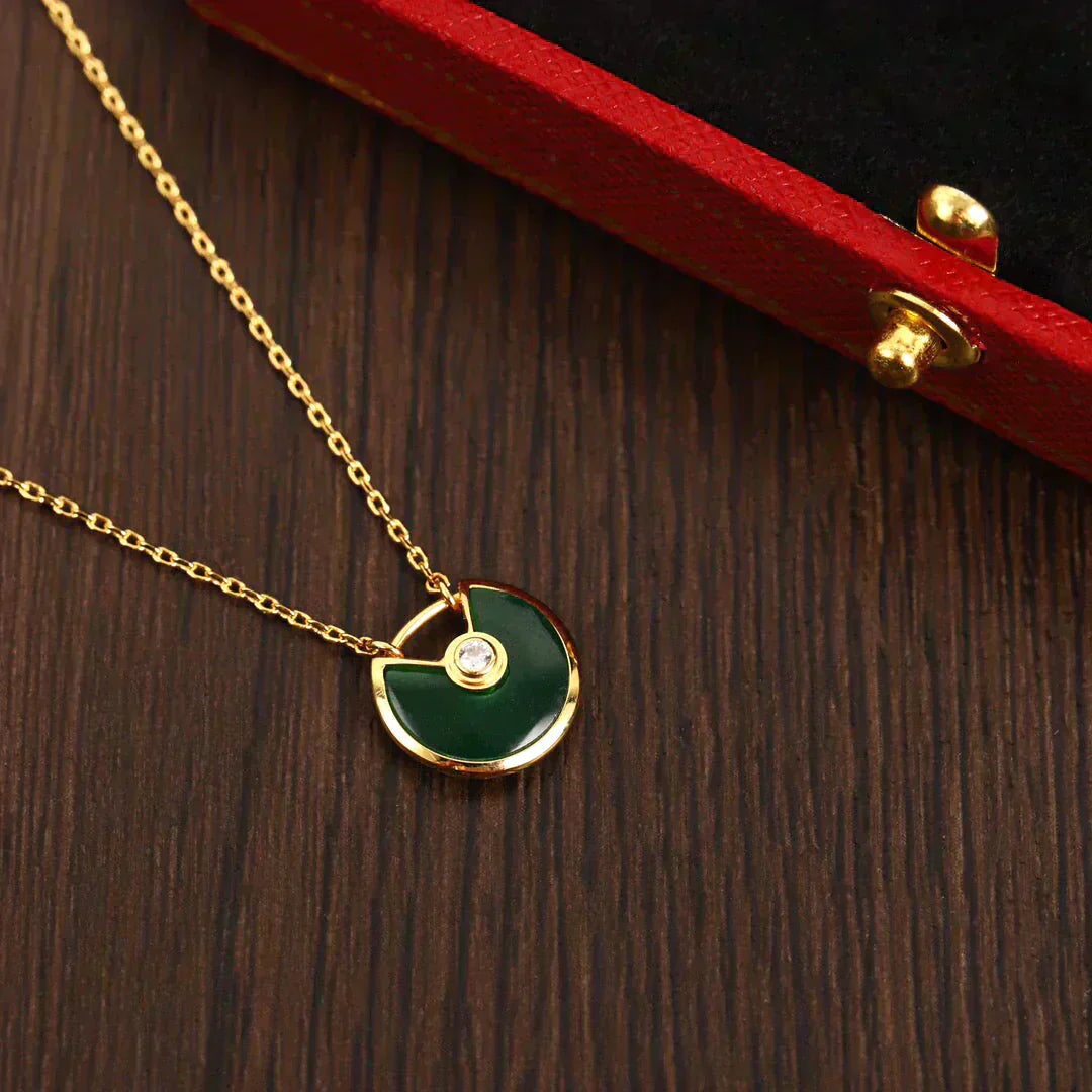 [Max Jewelry ]AMULETTE GOLD MALACHITE NECKLACE