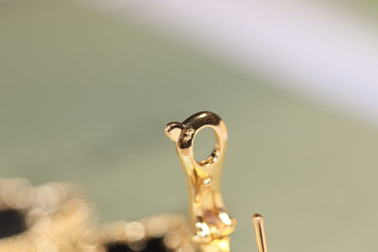 [Max Jewelry ]CLOVER EARRINGS GOLD ONYX MOP 3 MOTIF